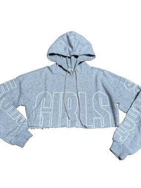 Garage Crop Hoodie Women's Size XS Gray Raw Edge Sweater